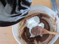 At the end stir in, half at the time, stiff beaten...