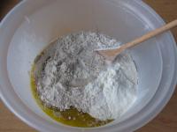 Crumble the yeast into 150 ml of warm milk (from...