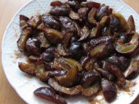 Remove the stones from the plums and cut them into...