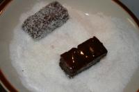 Dip cut pastry into the chocolate topping and coat...