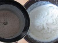 Ground the coffee with sugar to a powder and beat...