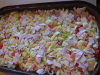 Pour the mixture over the potatoes. Bake covered...