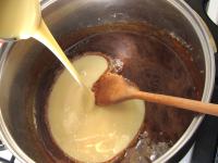 Caramelize sugar in the pan. Pour sweetened...