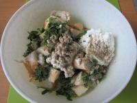 Cut bread rolls and pour in a milk. Add eggs,...