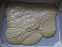 Pour the dough onto the baking dish (35x30cm)...