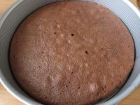 Pour the dough into the greased and floured cake...
