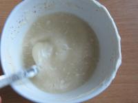 First mix a few tablespoons of dissolved gelatin...