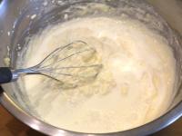 Add the egg white snow....