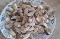 Cut oyster mushrooms into larger pieces....