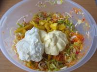 At the end mix in yoghurt, mayonnaise, a pinch of...