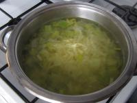 Add potatoes to the leek and cook everything...