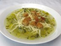 Serve the soup warm, not too hot, with coarsely...