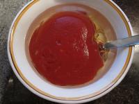 Blend in tomato puree or ketchup....