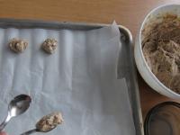 Use two teaspoons, dip them in water if needed,...