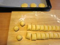 Take the dough out of fridge, separate into halves...