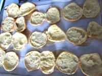 Cut the hot loaves lengthwise and put them back in...