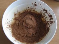 Whisk the egg with sugar and cocoa. ...