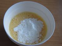 Beat eggs well and stir corn starch in....
