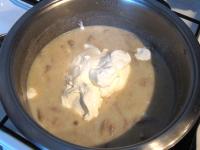 Take the carrot out of the pot, pour the roux in...