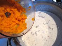 Use a hand blender to blend carrot .......