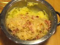 Combine the sauerkraut and bacon with potatoes....