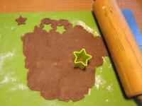 Use a rolling pin to spread the dark part of dough...