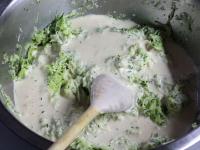 Stir in eggs with milk, crushed garlic and pepper....