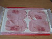 ...and lay slices of ham. ...
