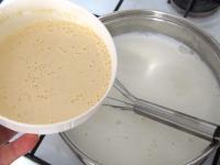 Mix flour and pudding powder with milk and pour it...