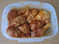 Wash chicken thighs, sprinkle them with seasoning,...