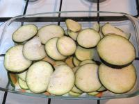 At the end lay slices of washed eggplant....