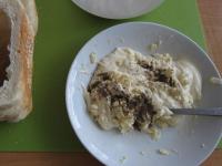 Mix butter with mustard, add cheese, salt and...