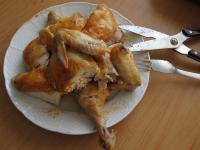 Separate baked chicken into the portions. ...