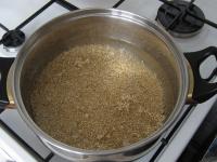 Pour the quinoa into the boiling salty water and...