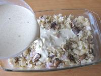 Put them in a greased baking dish and pour mixture...