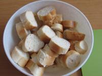 Cut bread rolls into rounds and pour them over...