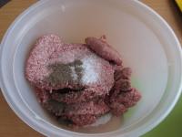 Put in a deep bowl minced pork meat, add salt and...
