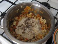 Pour in washed, drained rice, add salt and ground...