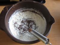 ... and flour with baking soda (well mixed)....