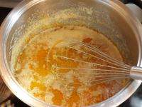 Step by step add and melt the butter in caramel....