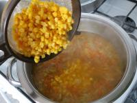 Add the corn, rinsed under running water....