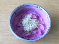 Add the beet and almonds....