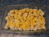 Put cauliflower on the bottom of a baking dish...