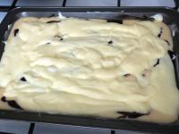 Pour pudding on a dark dough....
