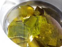 Put Kombu seaweed in a pot and add lukewarm water....