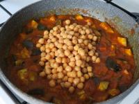 Add chickpeas (drained) to the eggplant and cook....