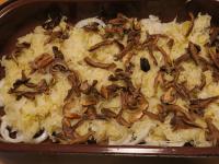 Strain the cabbage and spread on the onion. Add...