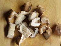 Cut smaller mushrooms in half and larger mushrooms...
