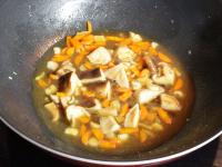 Add oyster sauce, a little water and mix....
