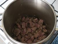 Add the meat to the onion and stir....